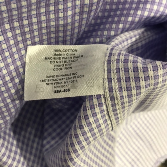 David Donahue Lilac Plaid Dress Shirt - Picture 6 of 8